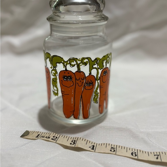 Vintage Hildi Glass Canister with Carrot Design - Picture 2 of 4